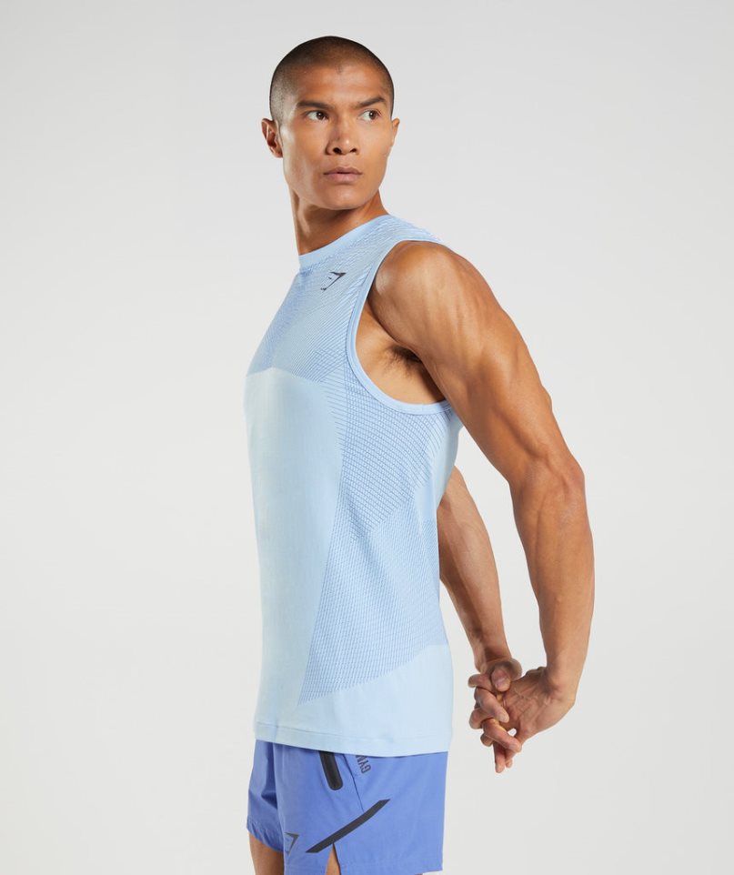 Men's Gymshark Apex Seamless Tanks Light Blue | CA ND8130